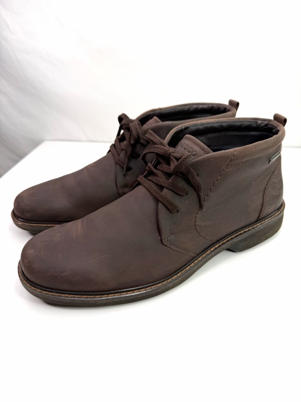 Ecco Turn Brown Leather Mens Lace Up GTX Gore Tex Chukka Boots
